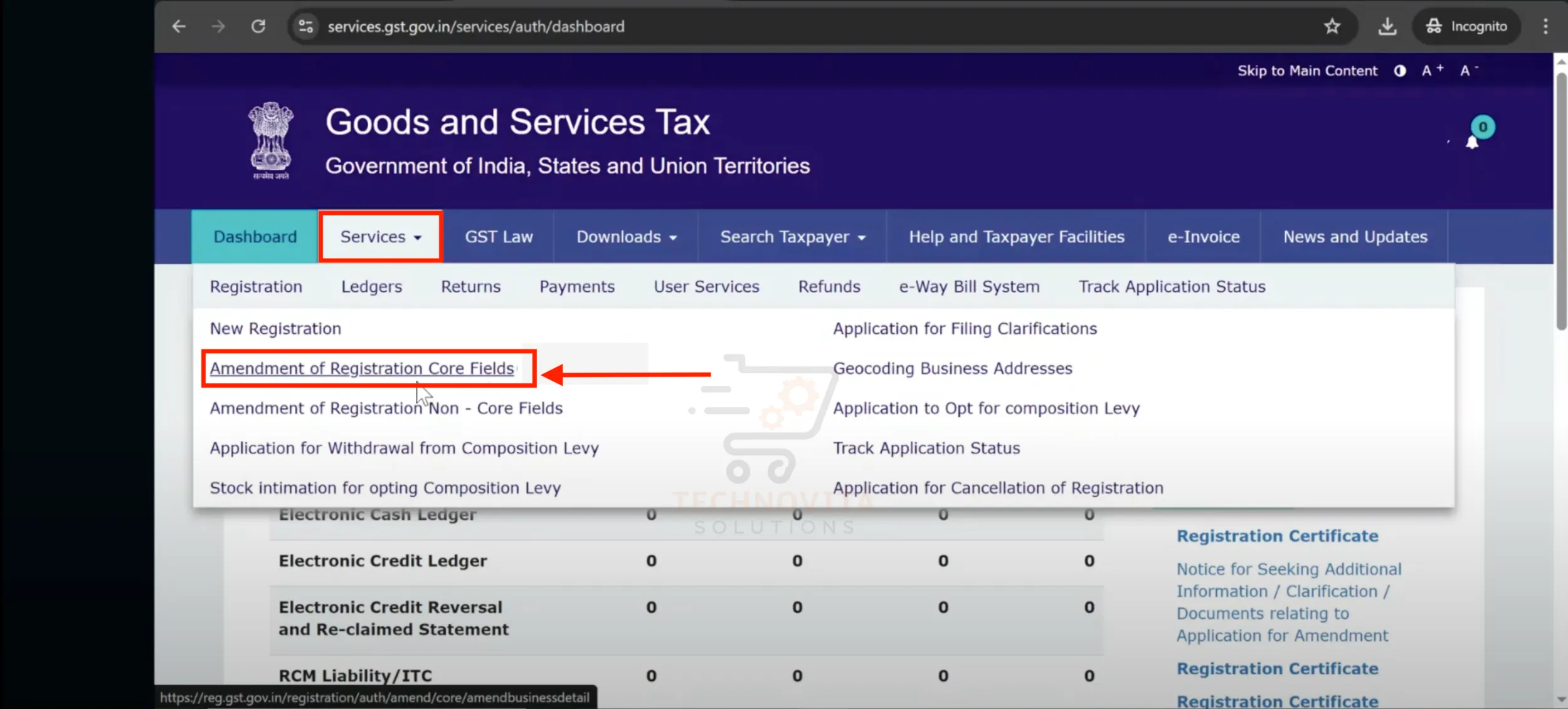 Navigate to Amendment of Registration
