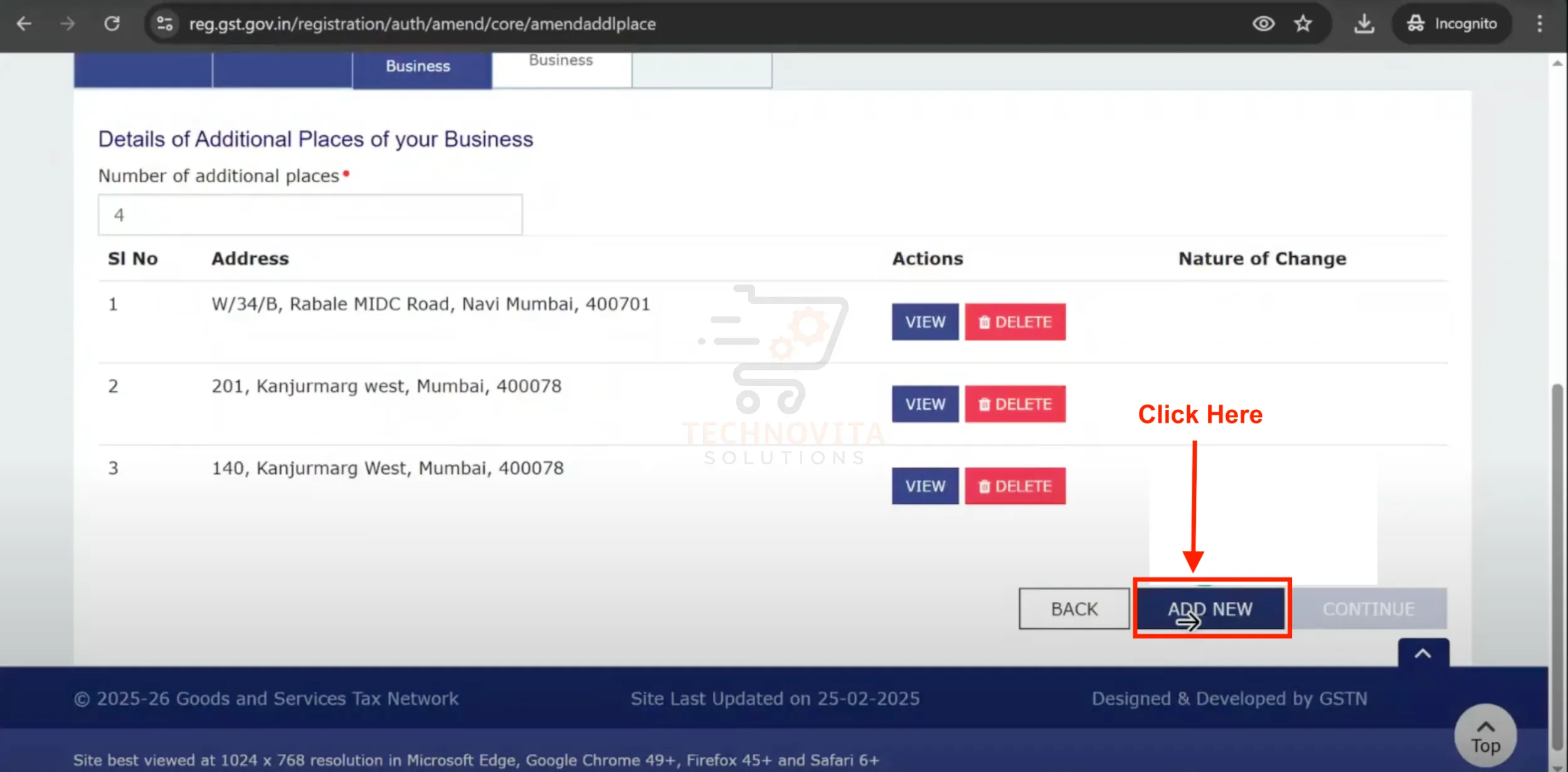 Select Additional Place of Business