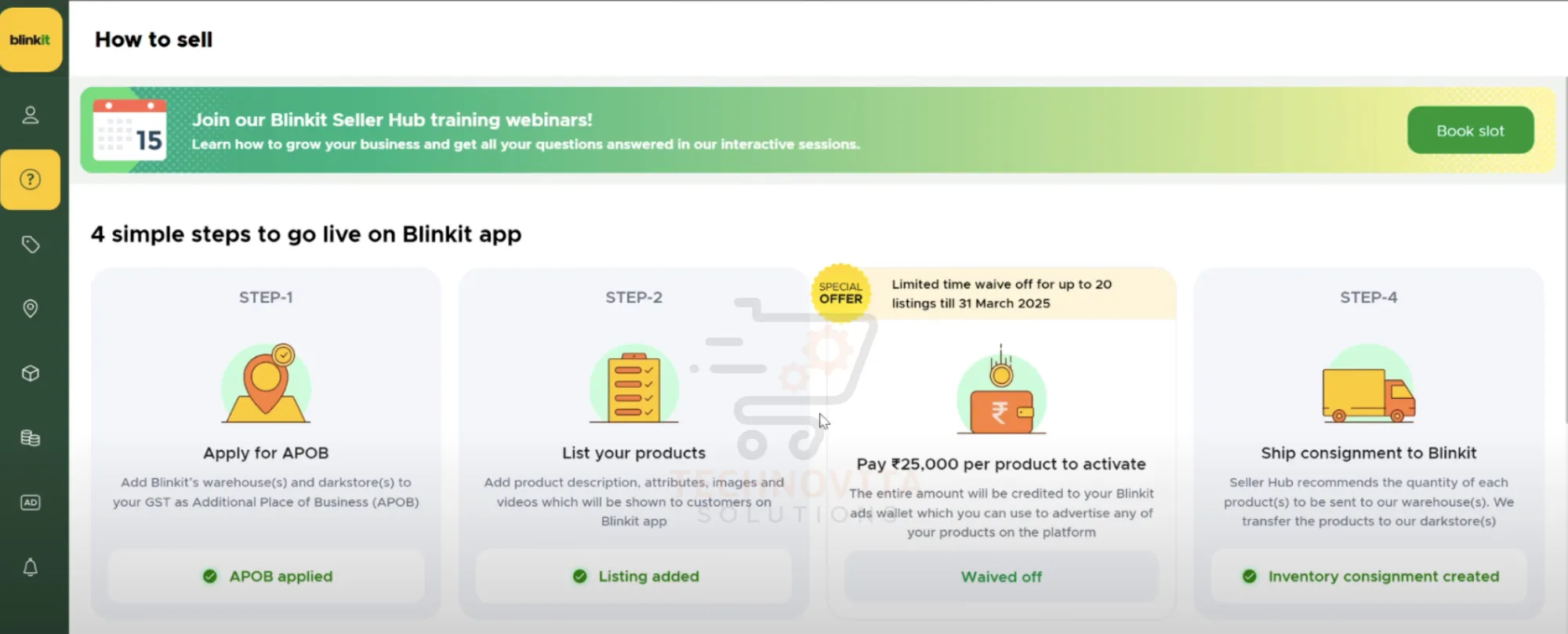 Blinkit Seller Login Page