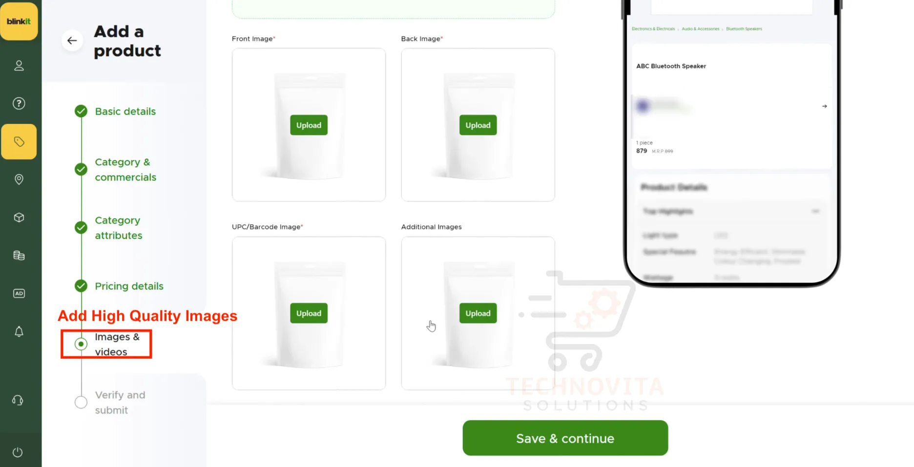 Uploading Images and Videos on Blinkit